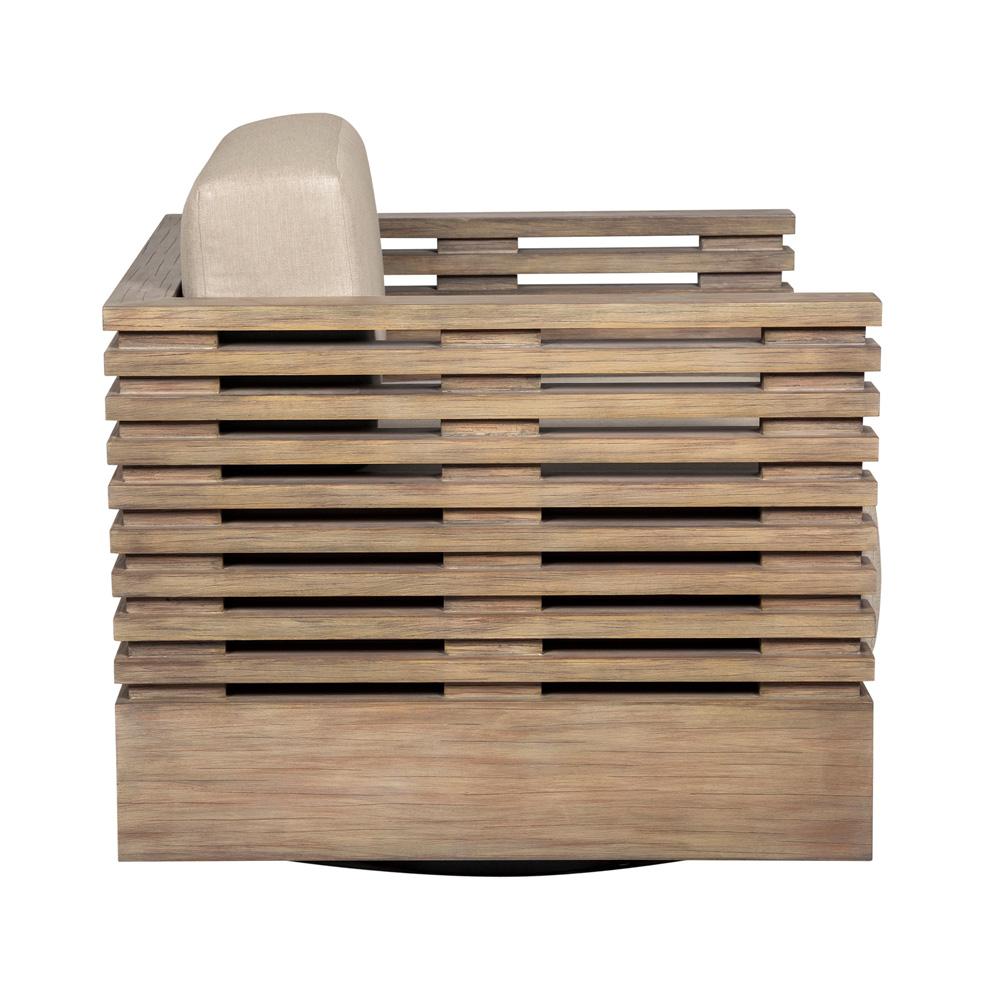 Armen Living - Vivid Swivel Outdoor Patio Chair in Light Eucalyptus Wood with Taupe Olefin Cushions - LCVISCHEUCTP veiw 3