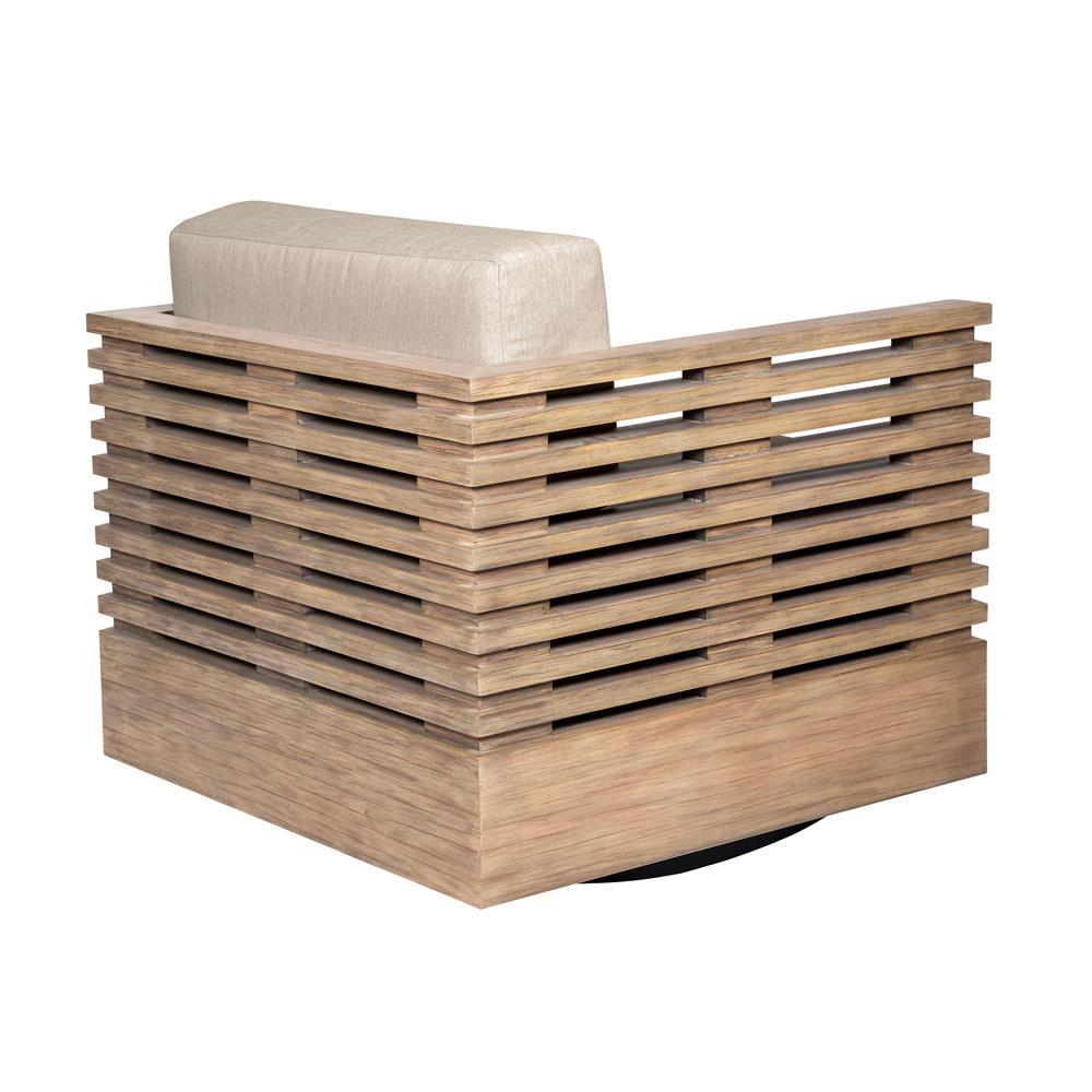 Armen Living - Vivid Swivel Outdoor Patio Chair in Light Eucalyptus Wood with Taupe Olefin Cushions - LCVISCHEUCTP veiw 4