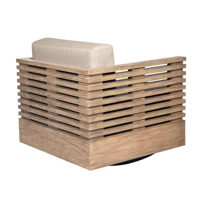 Armen Living - Vivid Swivel Outdoor Patio Chair in Light Eucalyptus Wood with Taupe Olefin Cushions - LCVISCHEUCTP veiw 4