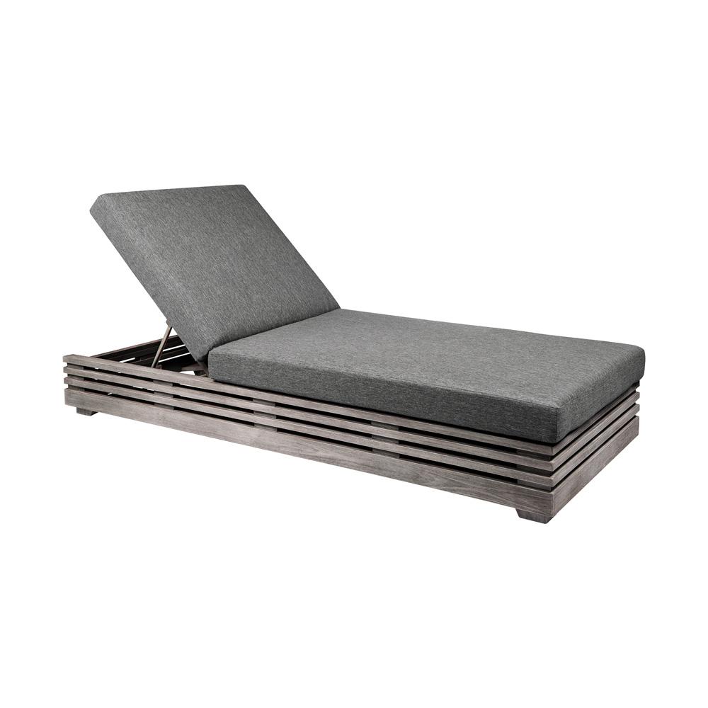 Armen Living - Vivid Outdoor Patio Chaise Lounge Chair in Gray Eucalyptus Wood with Gray Olefin Cushions - LCVILOEUCGRY veiw 1