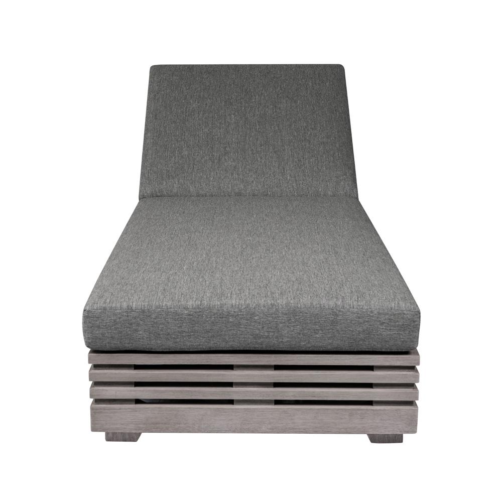 Armen Living - Vivid Outdoor Patio Chaise Lounge Chair in Gray Eucalyptus Wood with Gray Olefin Cushions - LCVILOEUCGRY veiw 2