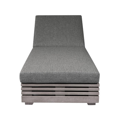 Armen Living - Vivid Outdoor Patio Chaise Lounge Chair in Gray Eucalyptus Wood with Gray Olefin Cushions - LCVILOEUCGRY veiw 2