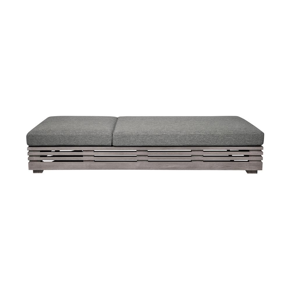 Armen Living - Vivid Outdoor Patio Chaise Lounge Chair in Gray Eucalyptus Wood with Gray Olefin Cushions - LCVILOEUCGRY veiw 3