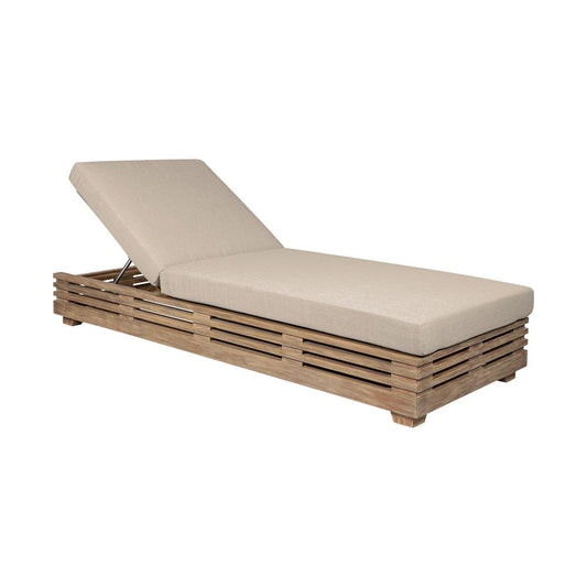 Armen Living - Vivid Outdoor Patio Chaise Lounge Chair in Light Eucalyptus Wood with Taupe Olefin Cushions - LCVILOEUCTP veiw 1