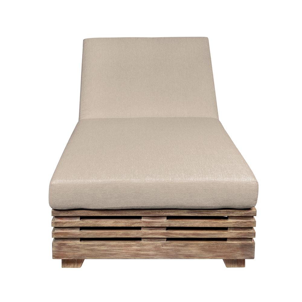 Armen Living - Vivid Outdoor Patio Chaise Lounge Chair in Light Eucalyptus Wood with Taupe Olefin Cushions - LCVILOEUCTP veiw 2