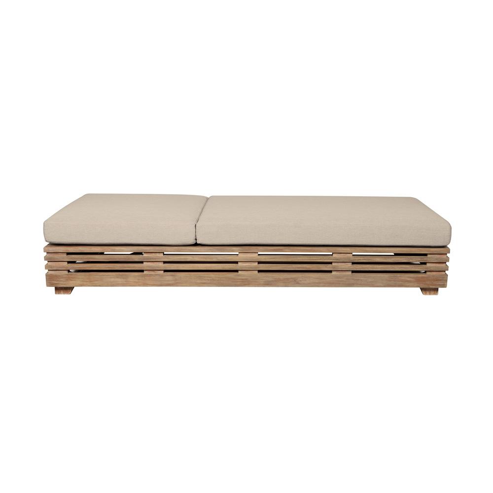 Armen Living - Vivid Outdoor Patio Chaise Lounge Chair in Light Eucalyptus Wood with Taupe Olefin Cushions - LCVILOEUCTP veiw 3