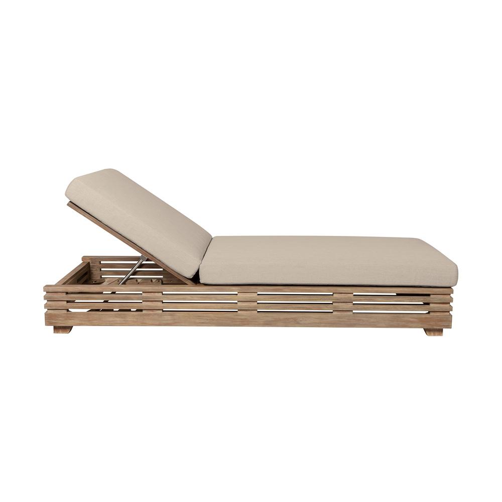 Armen Living - Vivid Outdoor Patio Chaise Lounge Chair in Light Eucalyptus Wood with Taupe Olefin Cushions - LCVILOEUCTP veiw 4
