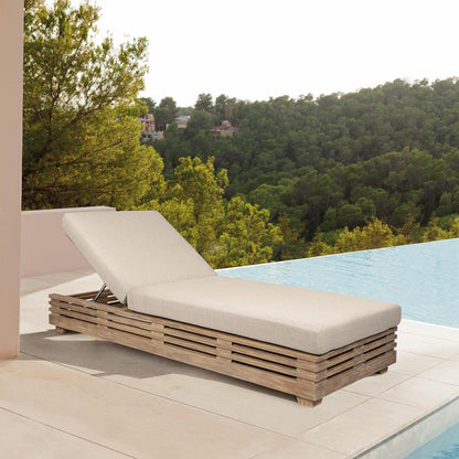 Armen Living - Vivid Outdoor Patio Chaise Lounge Chair in Light Eucalyptus Wood with Taupe Olefin Cushions - LCVILOEUCTP veiw 7