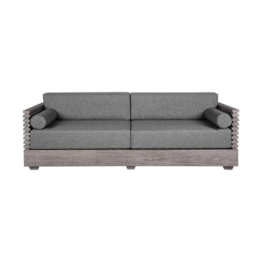 Armen Living - Vivid Outdoor Patio Sofa in Gray Eucalyptus Wood with Gray Olefin Cushions - LCVISOEUCGRY veiw 1