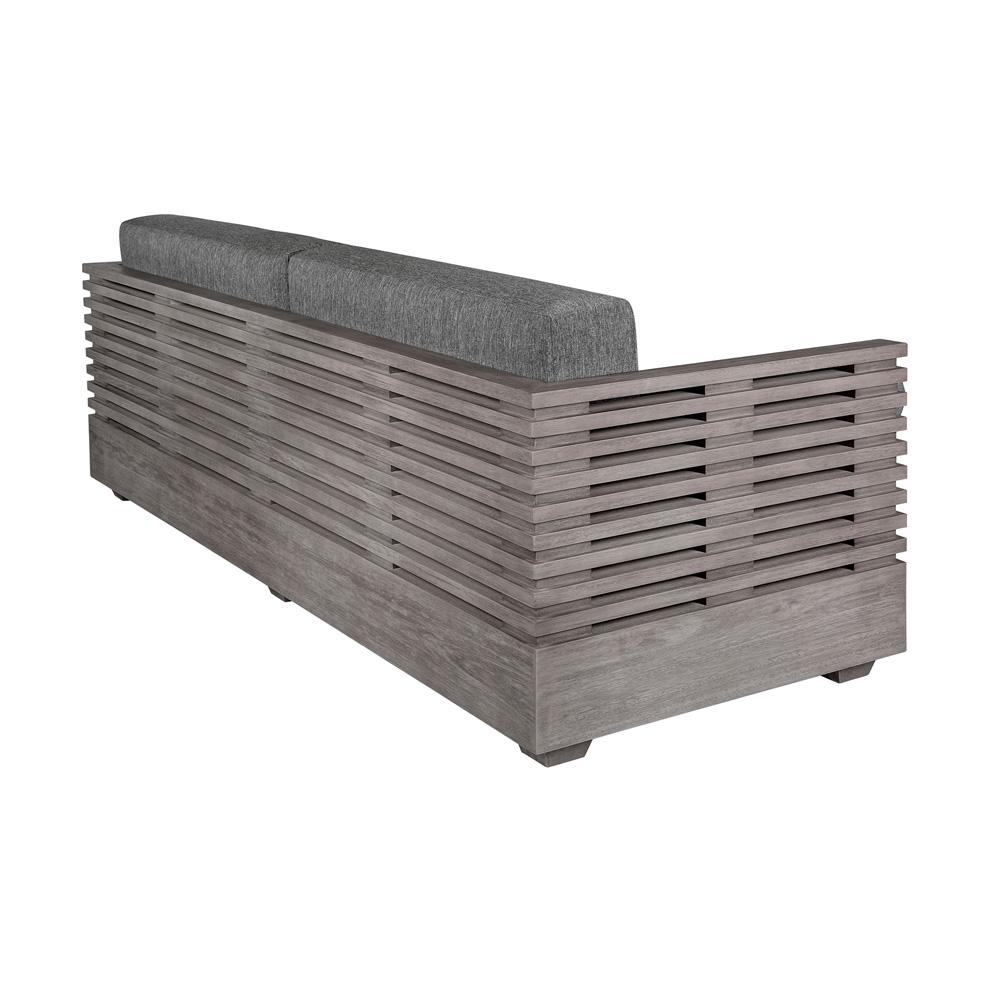 Armen Living - Vivid Outdoor Patio Sofa in Gray Eucalyptus Wood with Gray Olefin Cushions - LCVISOEUCGRY veiw 3