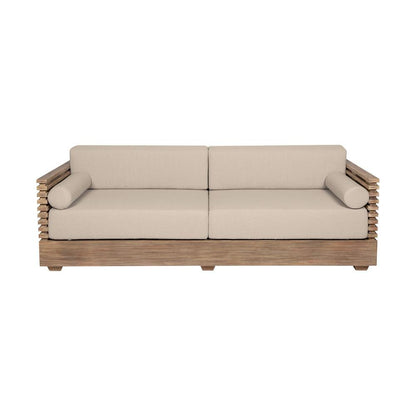 Armen Living - Vivid Outdoor Patio Sofa in Light Eucalyptus Wood with Taupe Olefin Cushions - LCVISOEUCTP veiw 1