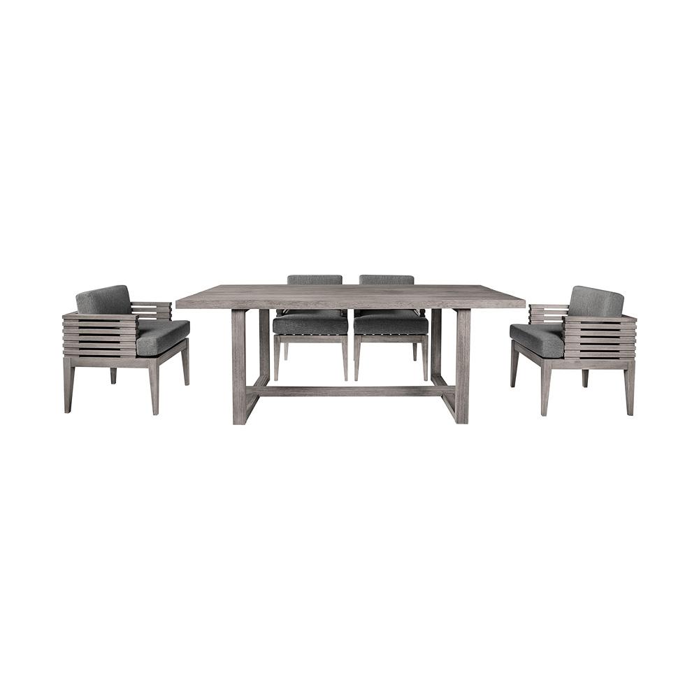 Armen Living - Vivid Outdoor Patio 5 Piece Dining Set in Gray Eucalyptus Wood with Gray Olefin Cushions - SETVIDI5GRY veiw 1
