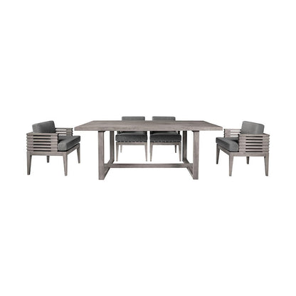 Armen Living - Vivid Outdoor Patio 5 Piece Dining Set in Gray Eucalyptus Wood with Gray Olefin Cushions - SETVIDI5GRY veiw 1