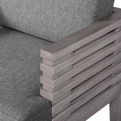 Armen Living - Vivid Outdoor Patio 5 Piece Dining Set in Gray Eucalyptus Wood with Gray Olefin Cushions - SETVIDI5GRY veiw 5