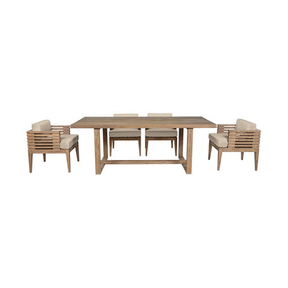 Armen Living - Vivid Outdoor Patio 5 Piece Dining Set in Light Eucalyptus Wood with Taupe Olefin Cushions - SETVIDI5EUCTP veiw 2