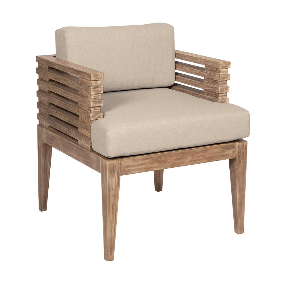 Armen Living - Vivid Outdoor Patio 5 Piece Dining Set in Light Eucalyptus Wood with Taupe Olefin Cushions - SETVIDI5EUCTP veiw 3