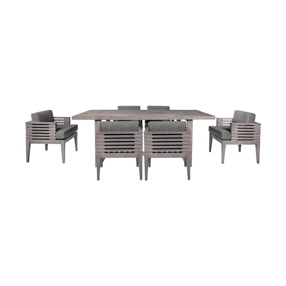 Armen Living - Vivid Outdoor Patio 7 Piece Dining Set in Gray Eucalyptus Wood with Gray Olefin Cushions - SETVIDI7GRY veiw 1