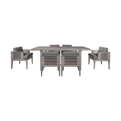 Armen Living - Vivid Outdoor Patio 7 Piece Dining Set in Gray Eucalyptus Wood with Gray Olefin Cushions - SETVIDI7GRY veiw 1