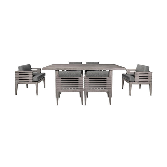 Armen Living - Vivid Outdoor Patio 7 Piece Dining Set in Gray Eucalyptus Wood with Gray Olefin Cushions - SETVIDI7GRY veiw 1