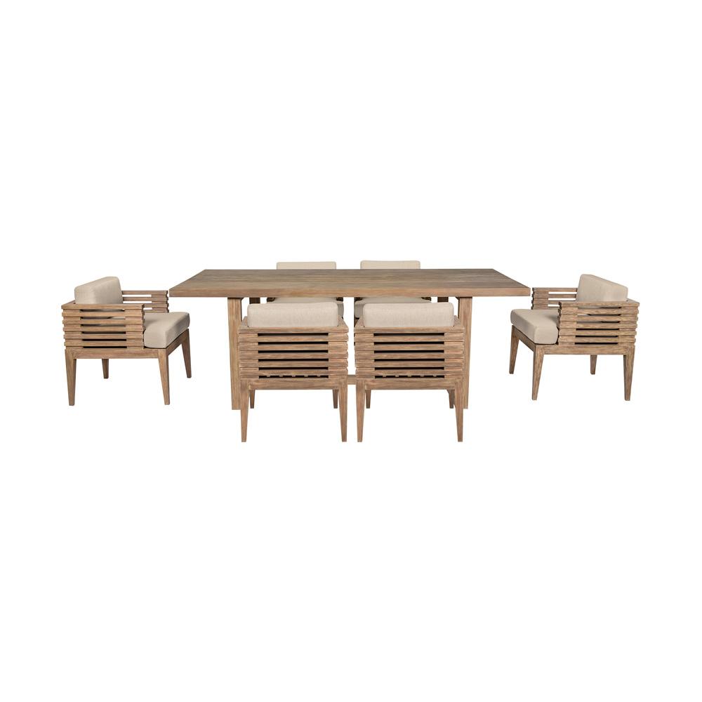 Armen Living - Vivid Outdoor Patio 7 Piece Dining Set in Light Eucalyptus Wood with Taupe Olefin Cushions - SETVIDI7EUCTP veiw 1