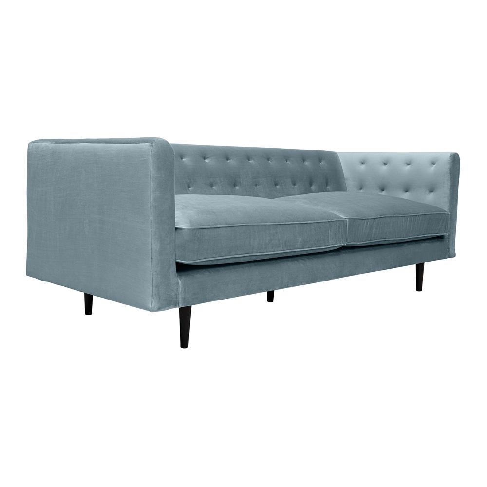 Armen Living - Annabelle 80in Bluestone Velvet Sofa with Black Wood Legs - LCANSOBLU veiw 2