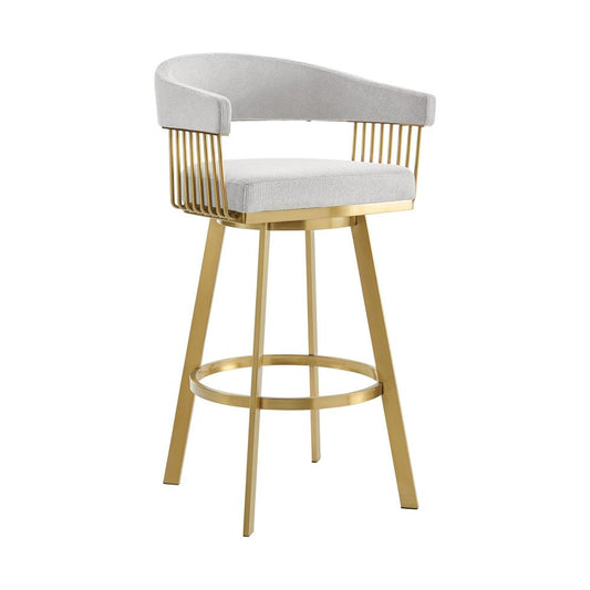 Armen Living - Chelsea 26in Swivel Counter Stool with Gold Brushed Stainless Steel and Silver Fabric - LCCSBABGLSI26 veiw 1