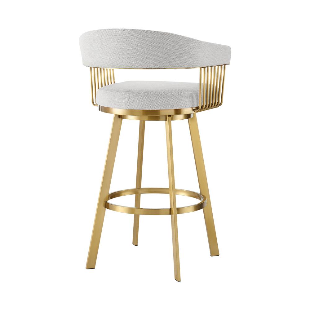 Armen Living - Chelsea 26in Swivel Counter Stool with Gold Brushed Stainless Steel and Silver Fabric - LCCSBABGLSI26 veiw 3
