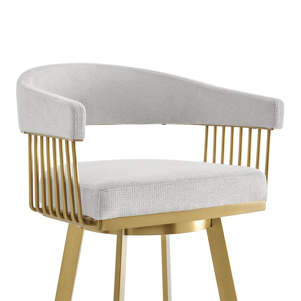 Armen Living - Chelsea 26in Swivel Counter Stool with Gold Brushed Stainless Steel and Silver Fabric - LCCSBABGLSI26 veiw 4