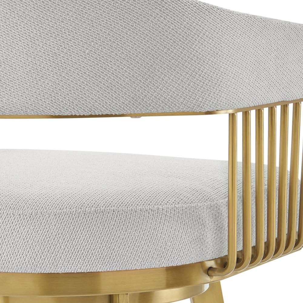 Armen Living - Chelsea 26in Swivel Counter Stool with Gold Brushed Stainless Steel and Silver Fabric - LCCSBABGLSI26 veiw 5