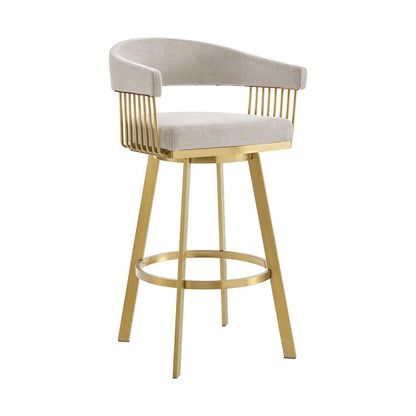 Armen Living - Chelsea 26in Swivel Counter Stool with Gold Brushed Stainless Steel and Taupe Fabric - LCCSBABGLTP26 veiw 1