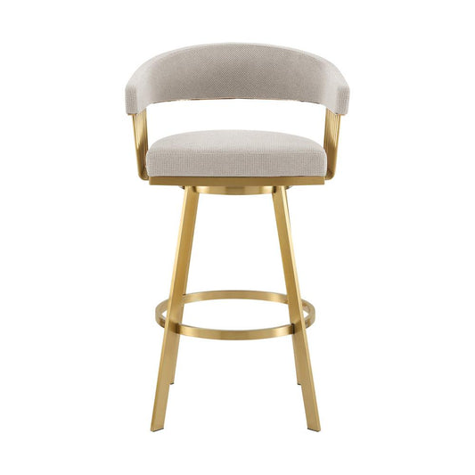 Armen Living - Chelsea 26in Swivel Counter Stool with Gold Brushed Stainless Steel and Taupe Fabric - LCCSBABGLTP26 veiw 2