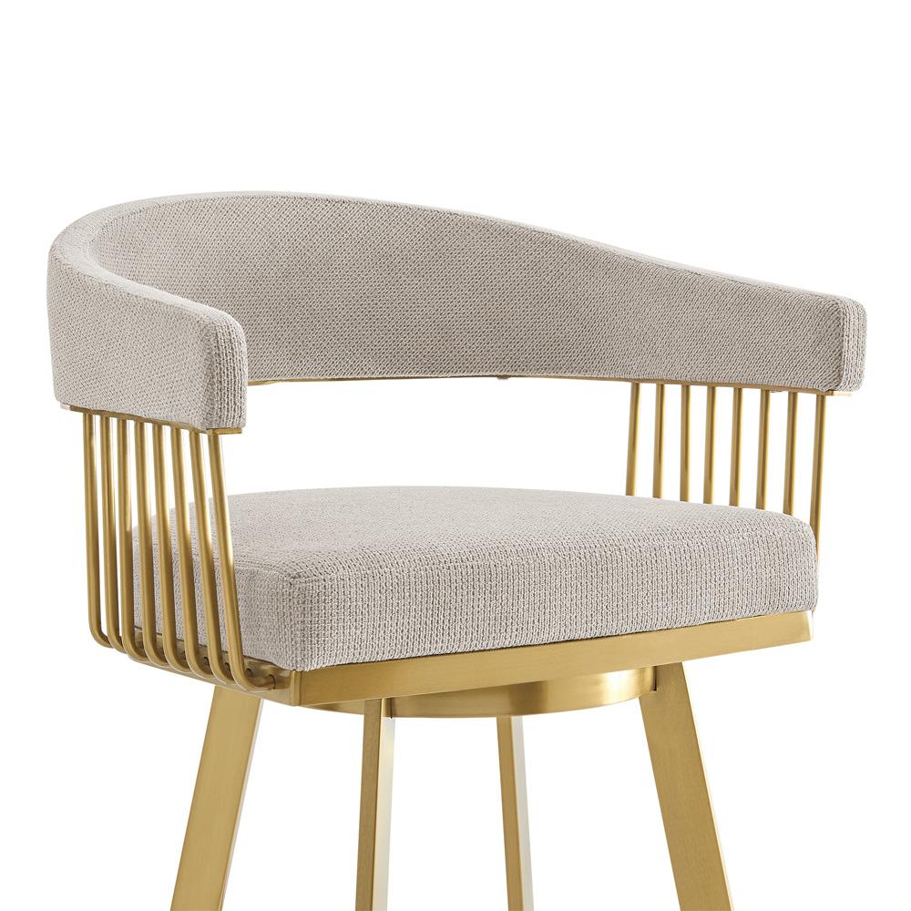 Armen Living - Chelsea 26in Swivel Counter Stool with Gold Brushed Stainless Steel and Taupe Fabric - LCCSBABGLTP26 veiw 4