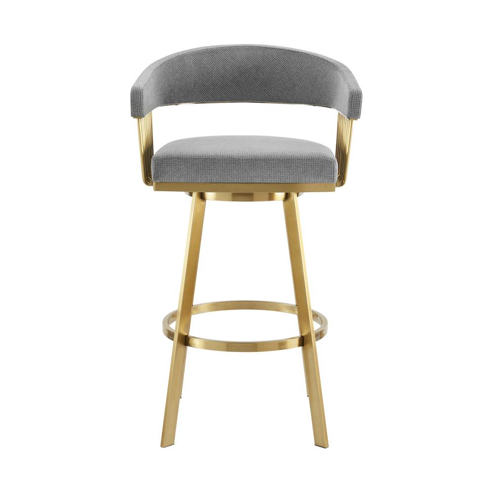Armen Living - Chelsea 30in Swivel Bar Stool with Gold Brushed Stainless Steel and Anchor Gray Fabric - LCCSBABGLAGRY30 veiw 2