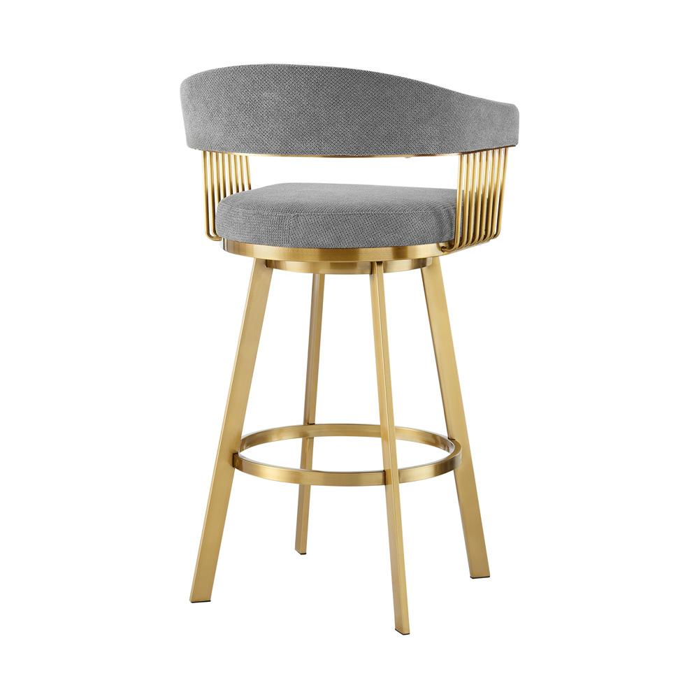 Armen Living - Chelsea 30in Swivel Bar Stool with Gold Brushed Stainless Steel and Anchor Gray Fabric - LCCSBABGLAGRY30 veiw 3