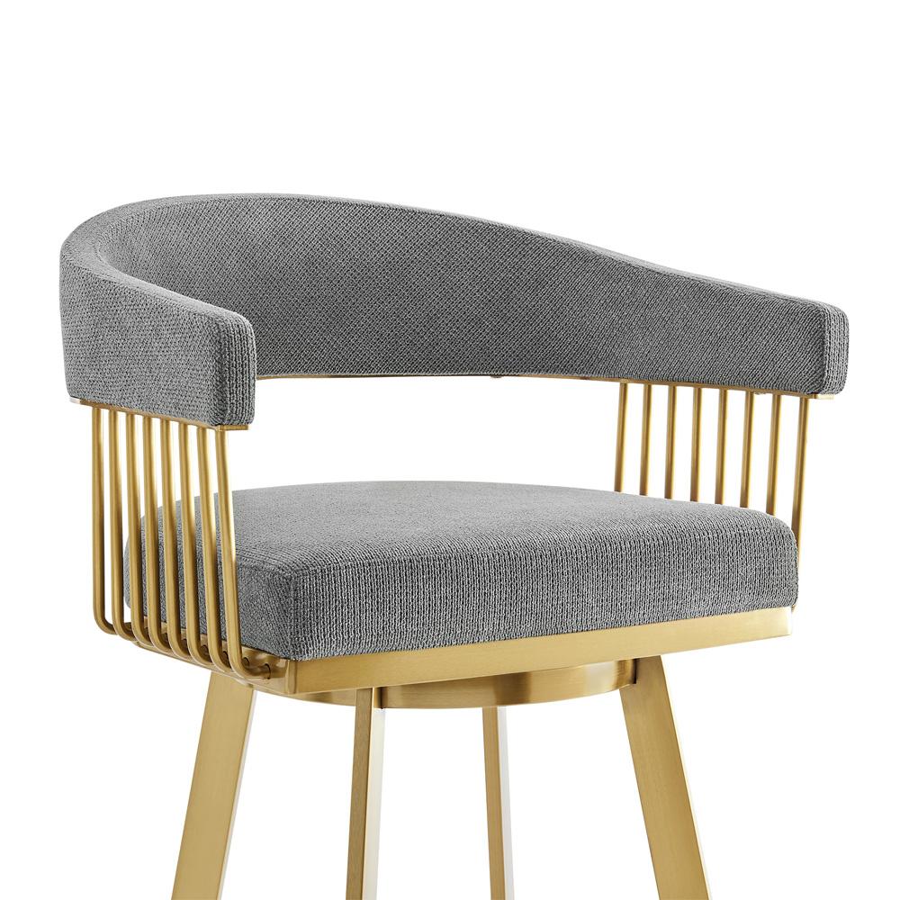 Armen Living - Chelsea 30in Swivel Bar Stool with Gold Brushed Stainless Steel and Anchor Gray Fabric - LCCSBABGLAGRY30 veiw 4