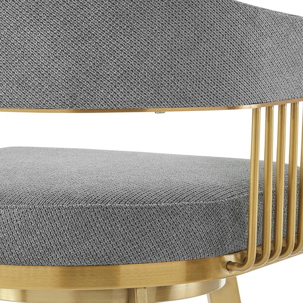 Armen Living - Chelsea 30in Swivel Bar Stool with Gold Brushed Stainless Steel and Anchor Gray Fabric - LCCSBABGLAGRY30 veiw 5