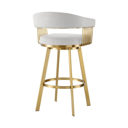 Armen Living - Chelsea 30in Swivel Bar Stool with Gold Brushed Stainless Steel and Silver Fabric - LCCSBABGLSI30 veiw 3