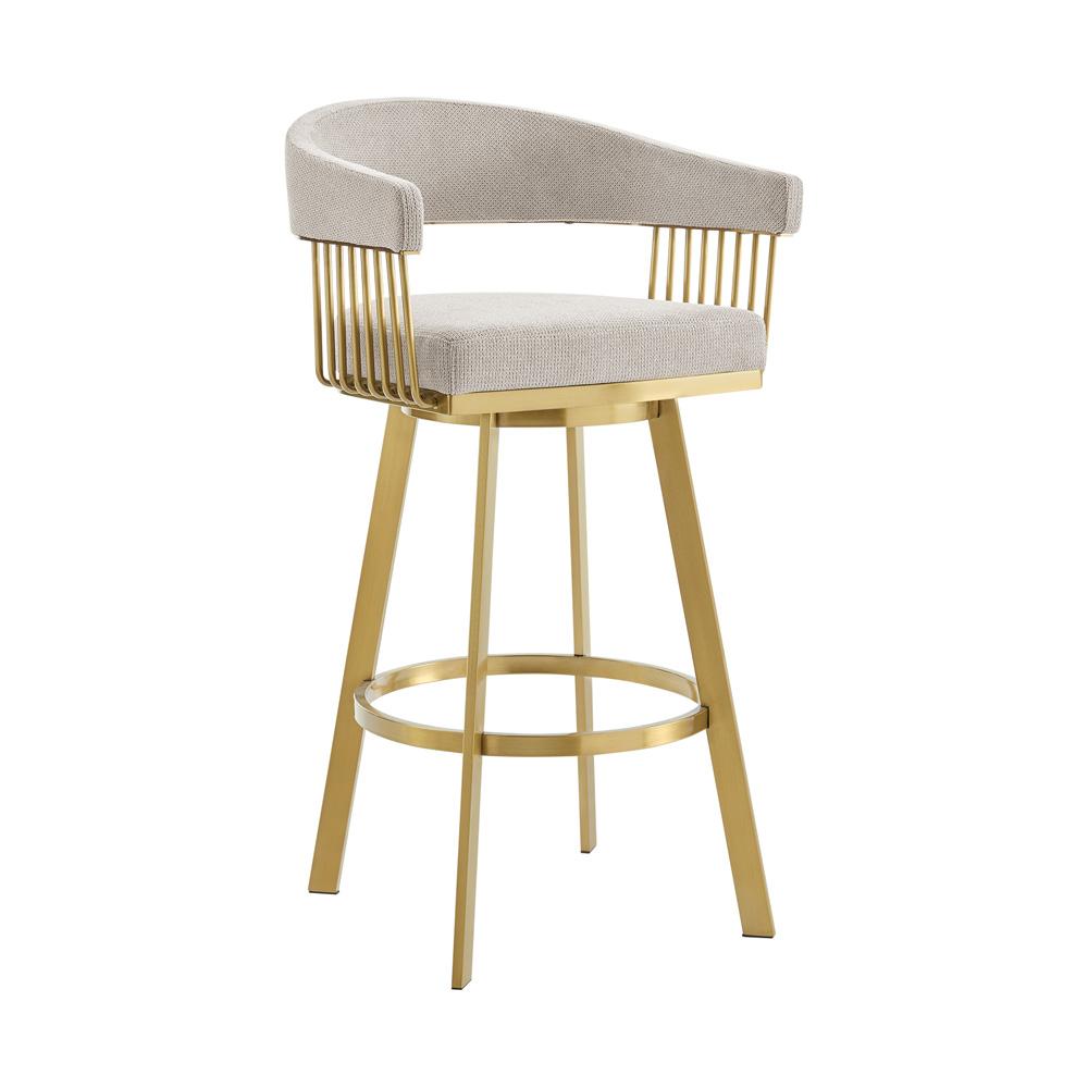 Armen Living - Chelsea 30in Swivel Bar Stool with Gold Brushed Stainless Steel and Taupe Fabric - LCCSBABGLTP30 veiw 1