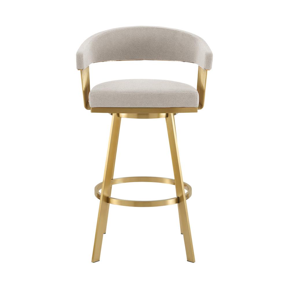 Armen Living - Chelsea 30in Swivel Bar Stool with Gold Brushed Stainless Steel and Taupe Fabric - LCCSBABGLTP30 veiw 2