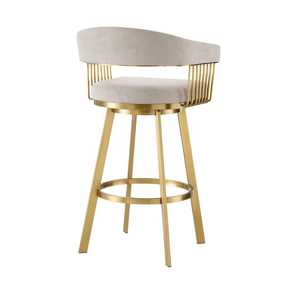 Armen Living - Chelsea 30in Swivel Bar Stool with Gold Brushed Stainless Steel and Taupe Fabric - LCCSBABGLTP30 veiw 3