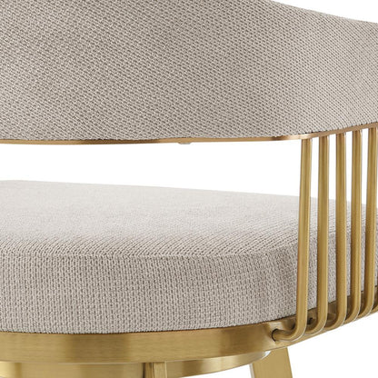 Armen Living - Chelsea 30in Swivel Bar Stool with Gold Brushed Stainless Steel and Taupe Fabric - LCCSBABGLTP30 veiw 5