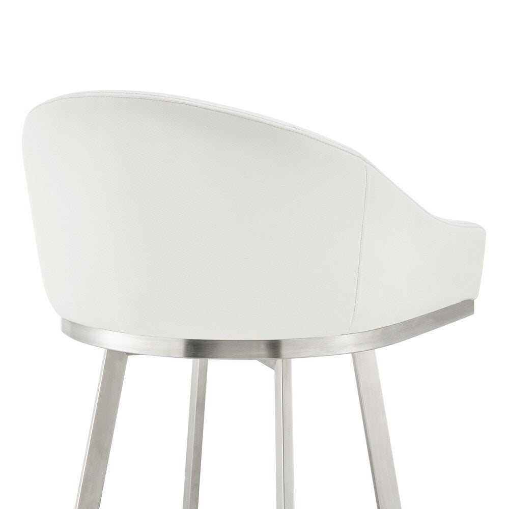 Armen Living - Eleanor 26in Swivel Counter Stool in Brushed Stainless Steel with White Faux Leather - LCELBABSWHI26 veiw 5