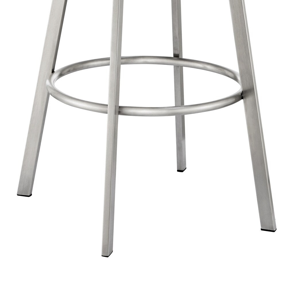Armen Living - Eleanor 26in Swivel Counter Stool in Brushed Stainless Steel with White Faux Leather - LCELBABSWHI26 veiw 6