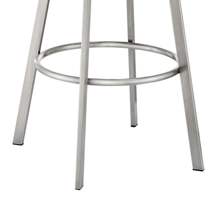 Armen Living - Eleanor 26in Swivel Counter Stool in Brushed Stainless Steel with White Faux Leather - LCELBABSWHI26 veiw 6