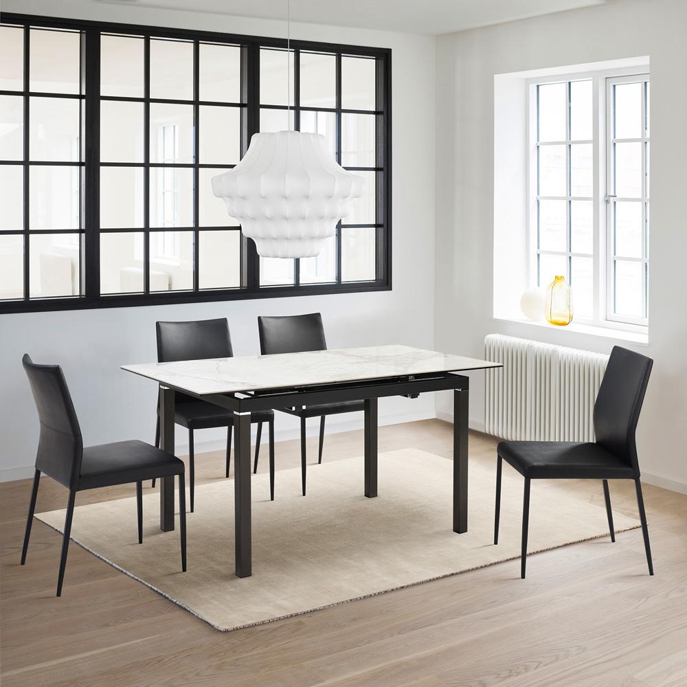 Armen Living - Giana Kash 5 Piece Extendable Dining Set with Black Faux Leather Chairs - SETGIKA5B veiw 7