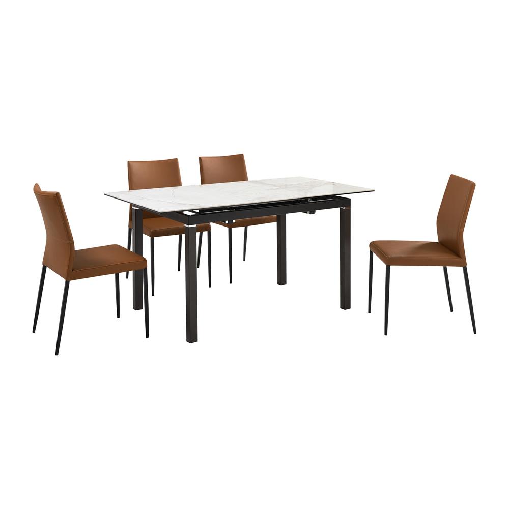 Armen Living - Giana Kash 5 Piece Extendable Dining Set with Brown Faux Leather Chairs - SETGIKA5PB veiw 1