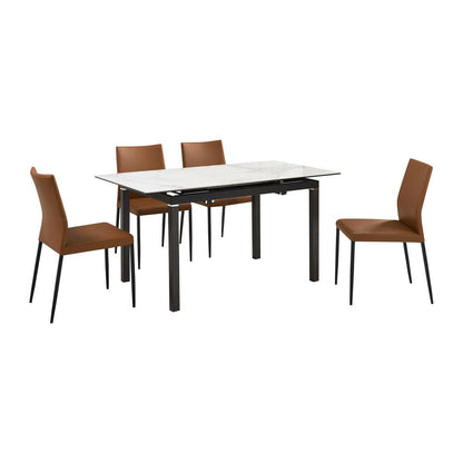 Armen Living - Giana Kash 5 Piece Extendable Dining Set with Brown Faux Leather Chairs - SETGIKA5PB veiw 1