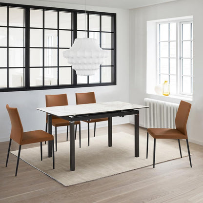 Armen Living - Giana Kash 5 Piece Extendable Dining Set with Brown Faux Leather Chairs - SETGIKA5PB veiw 7
