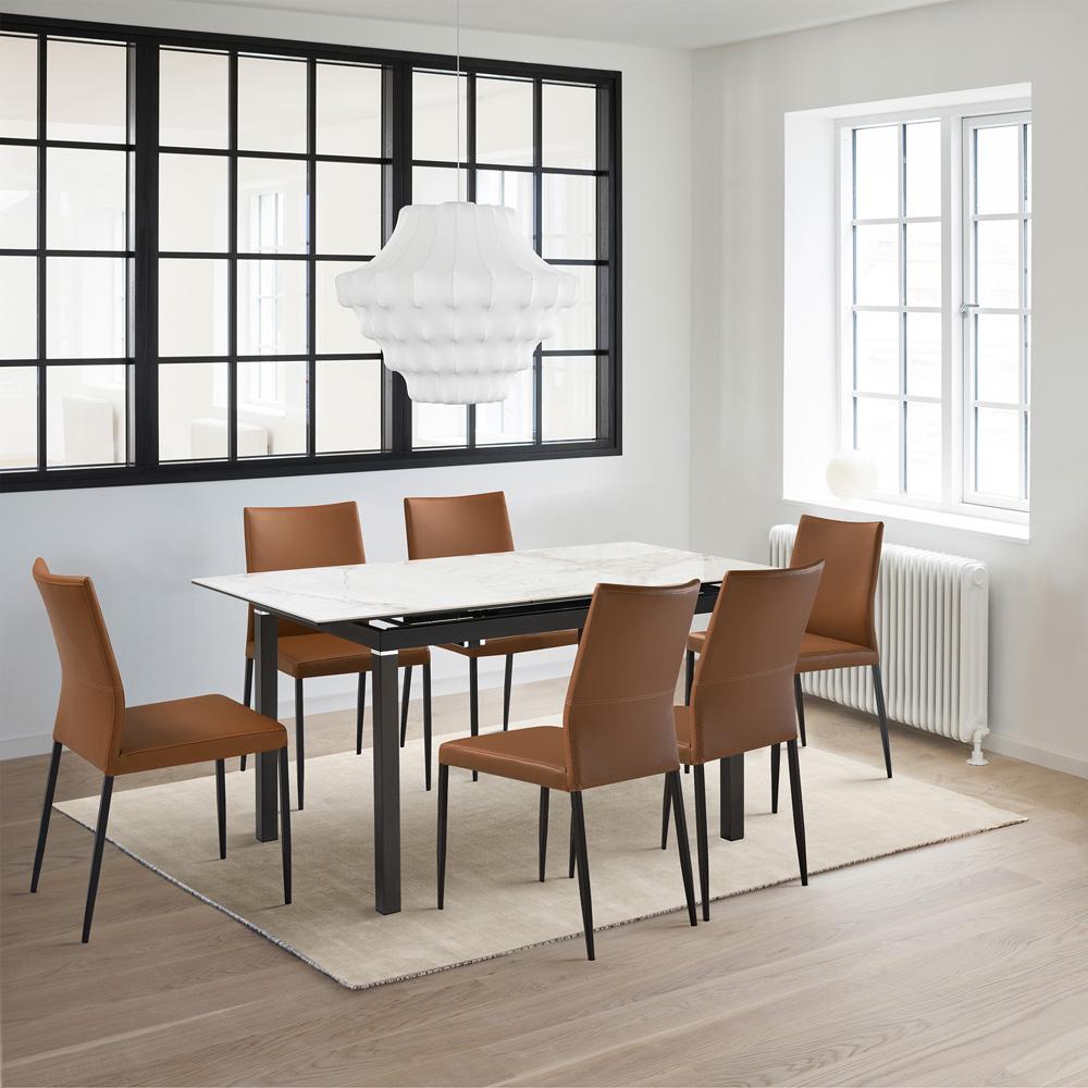 Armen Living - Giana Kash 7 Piece Extendable Dining Set with Brown Faux Leather Chairs - SETGIKA7PB veiw 7