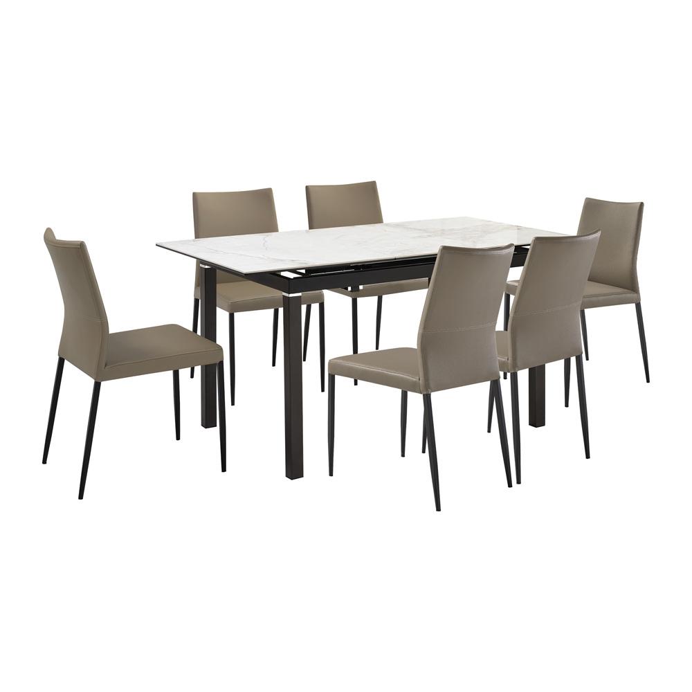 Armen Living - Giana Kash 7 Piece Extendable Dining Set with Taupe Gray Faux Leather Chairs - SETGIKA7TG veiw 1